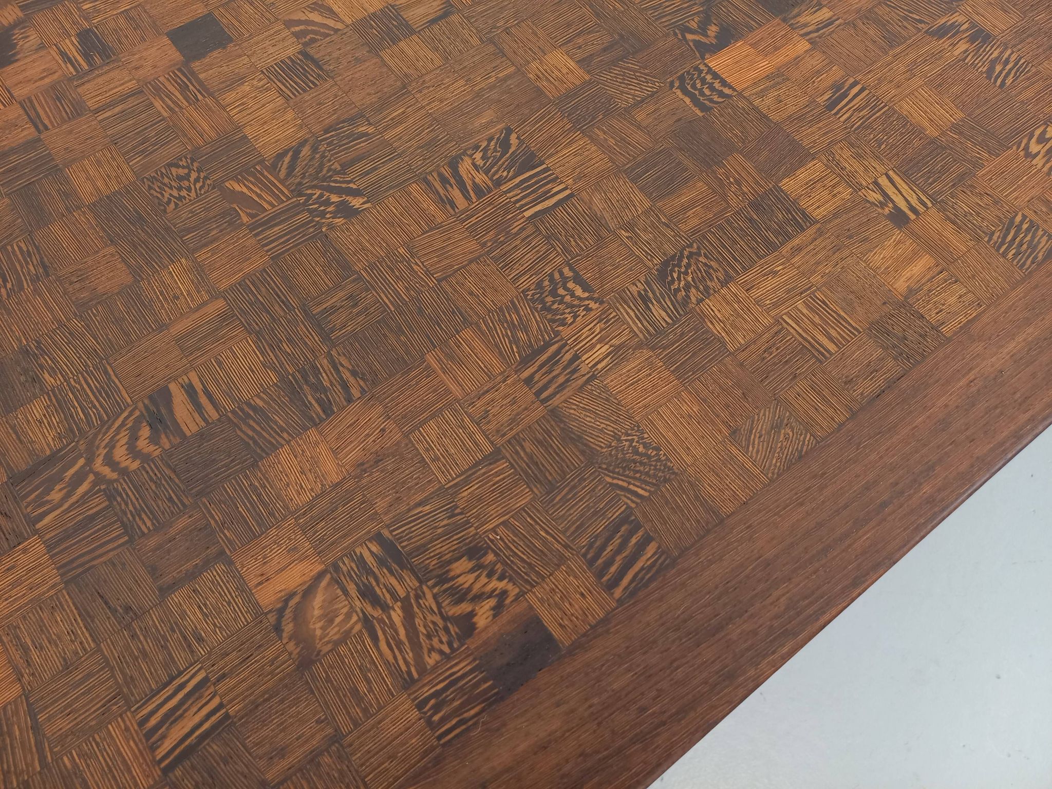 Vintage rectangular coffee table by Dieter Wackerlin in wood mosaic.