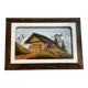Carved and painted wooden Alpine panel signed 18 / 26 cm