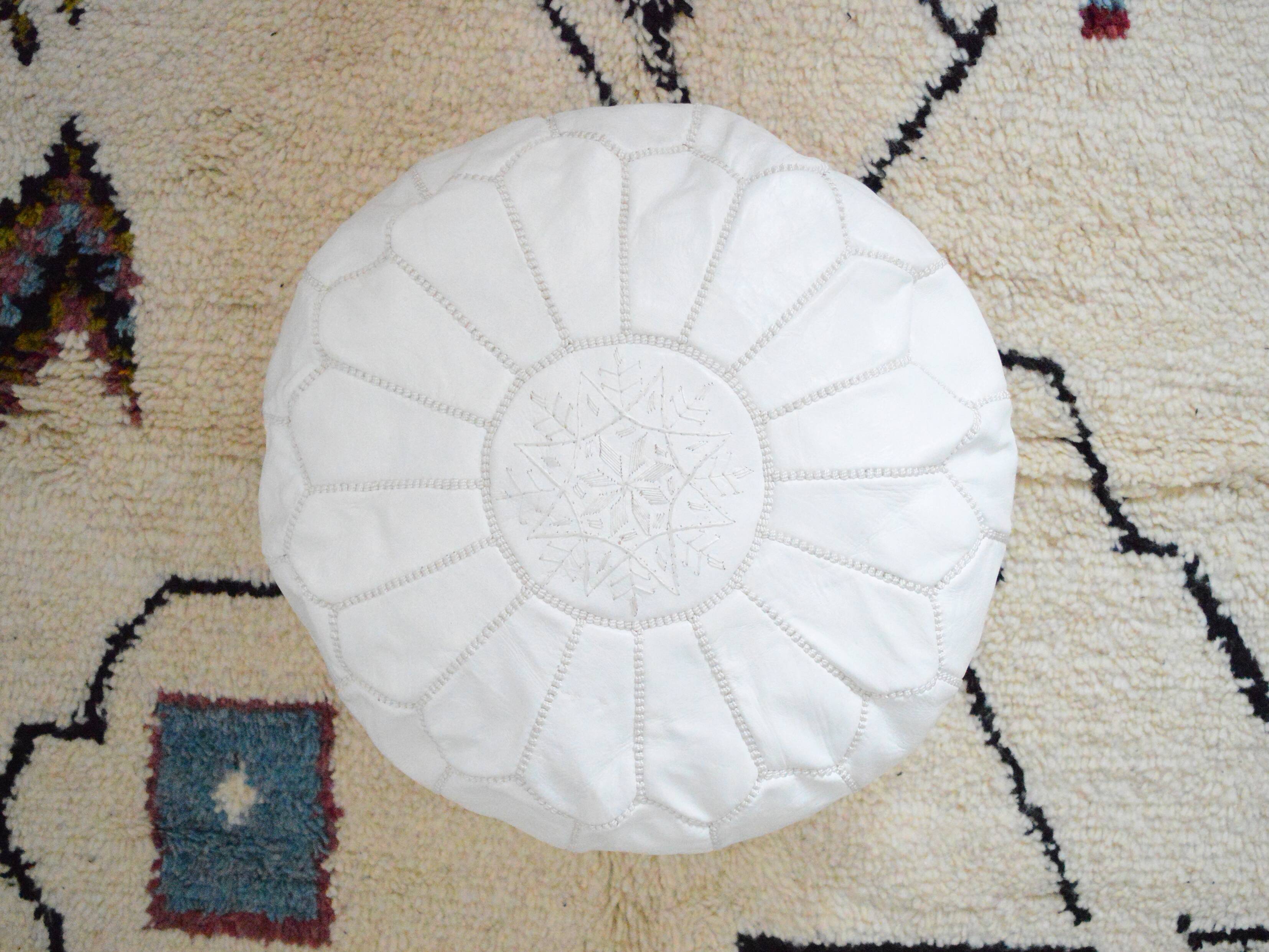 Moroccan leather pouf