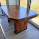 English Art Deco table in flamed walnut – London, 1960
