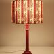 Recycled vintage lamp — turned red wooden base, floral shade