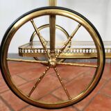 Rolling bar cart in brass and glass, mid-century, Italy