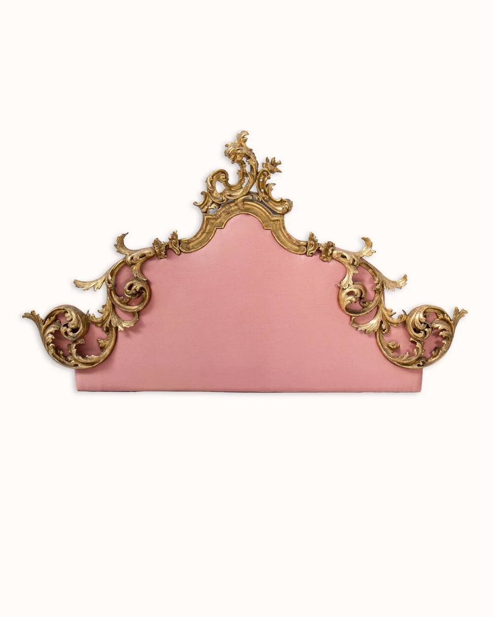 Italian rococo-style headboard in carved gilded wood, 19th century.