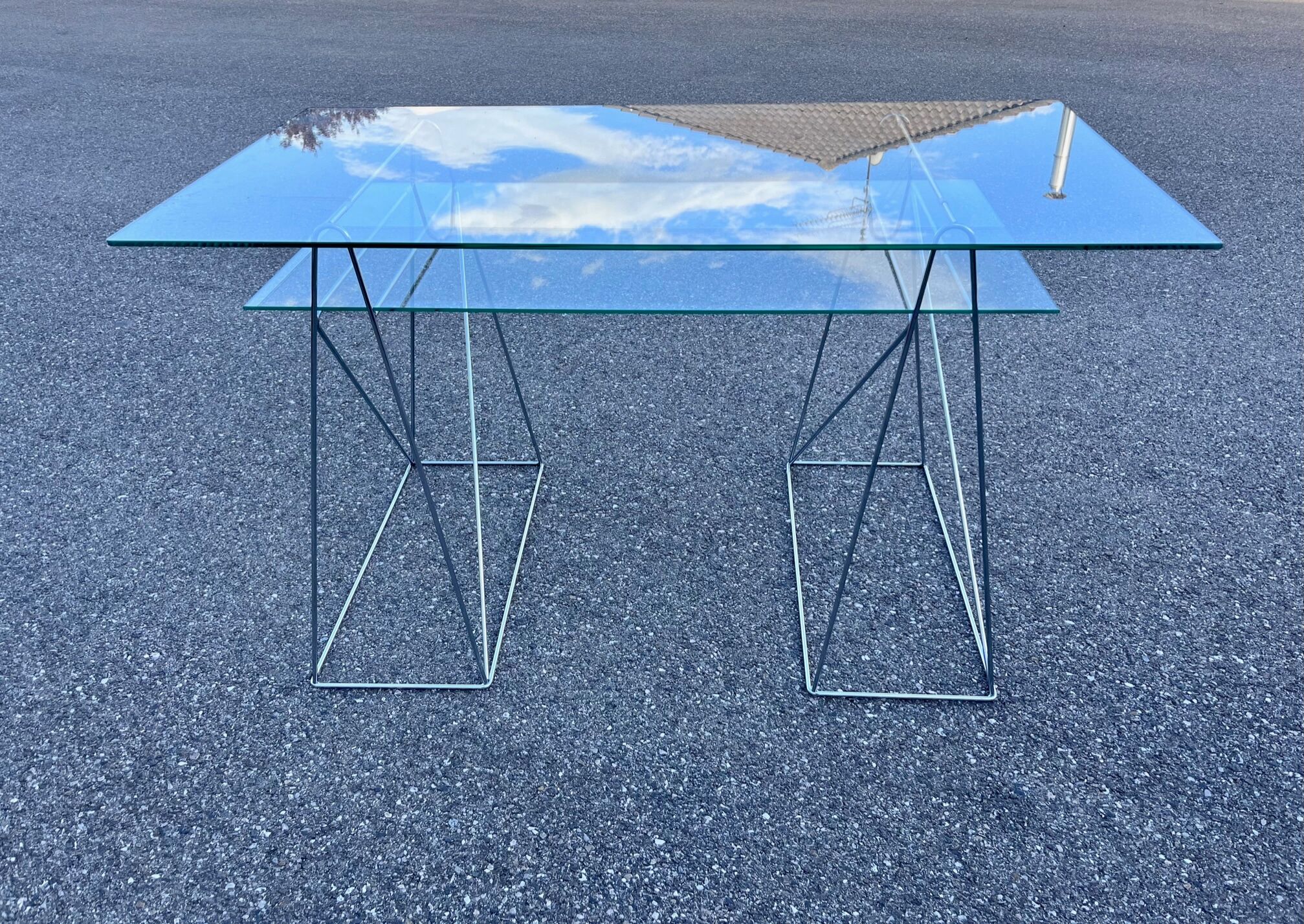 bureau chrome et verre