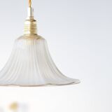 Pendant lamp in engraved and gilded glass