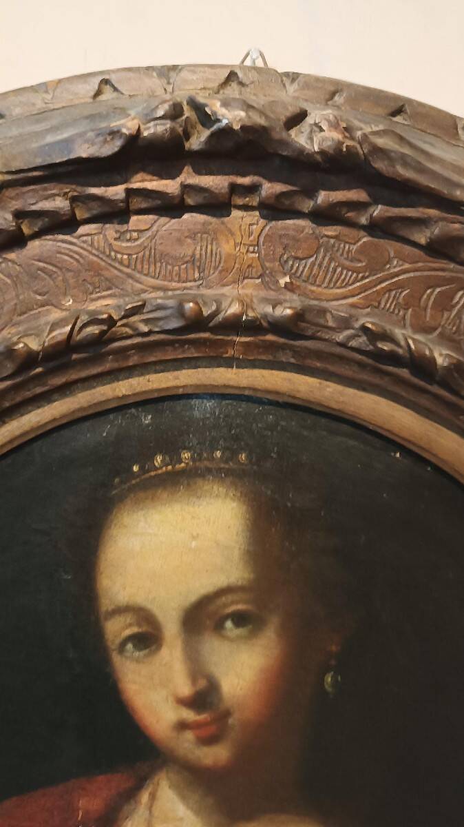 Old oil painting on canvas, Salome holding the head of John the Baptist - 18th century