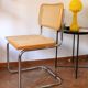 Chair in the B32 style, light wood and cane