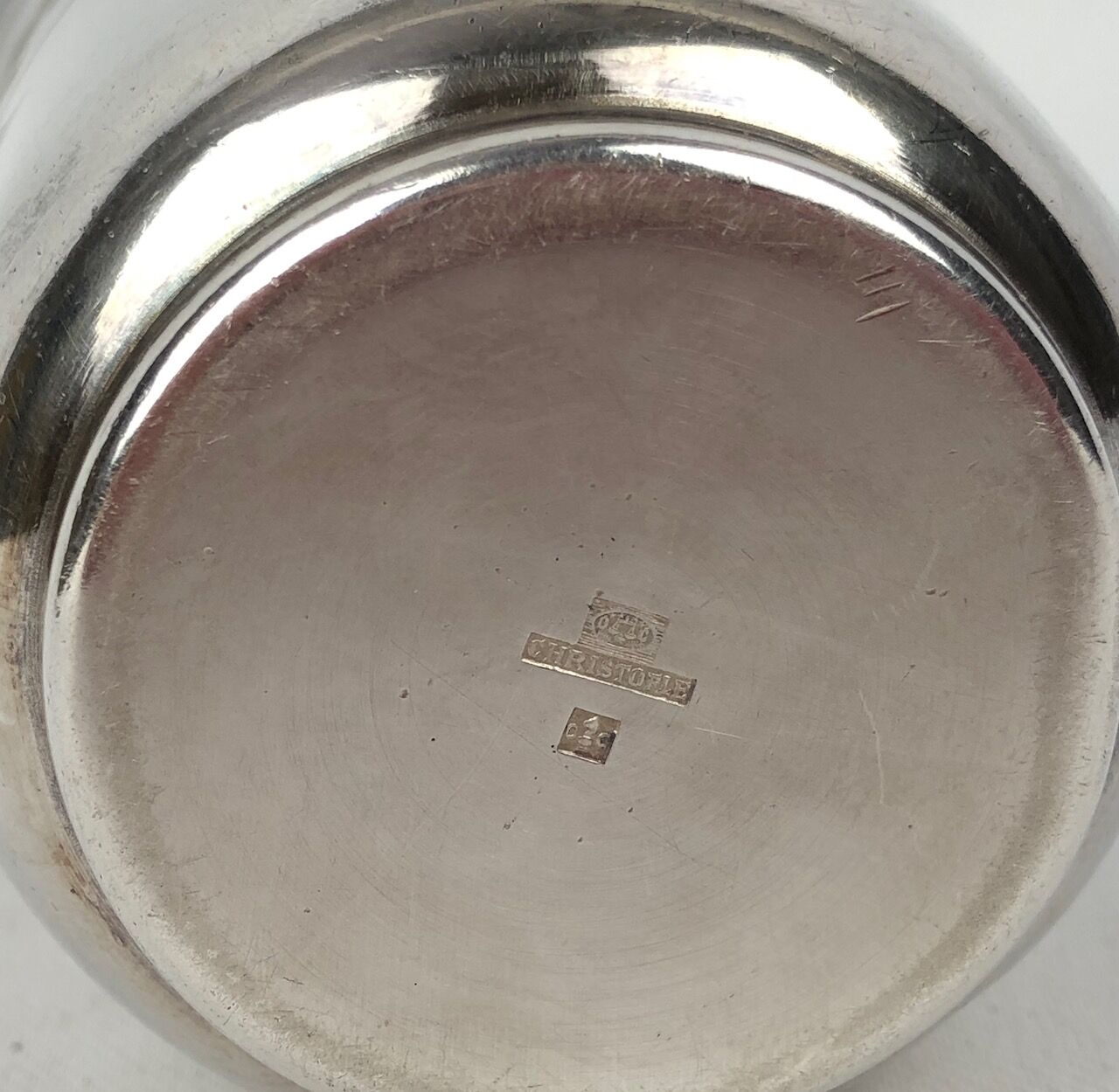 Timbale Christofle vintage silver metal, engraved Jean-Pierre, 1950