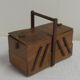 Wooden sewing box varnished 3 compartments vintage
