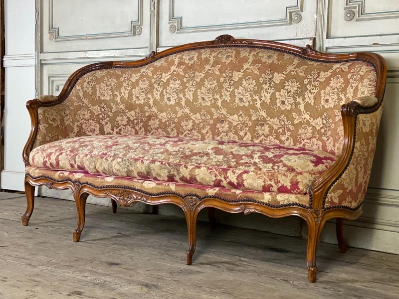 Louis XV Bench In Carved Beech And Moulded Corbeille File, 18th Century