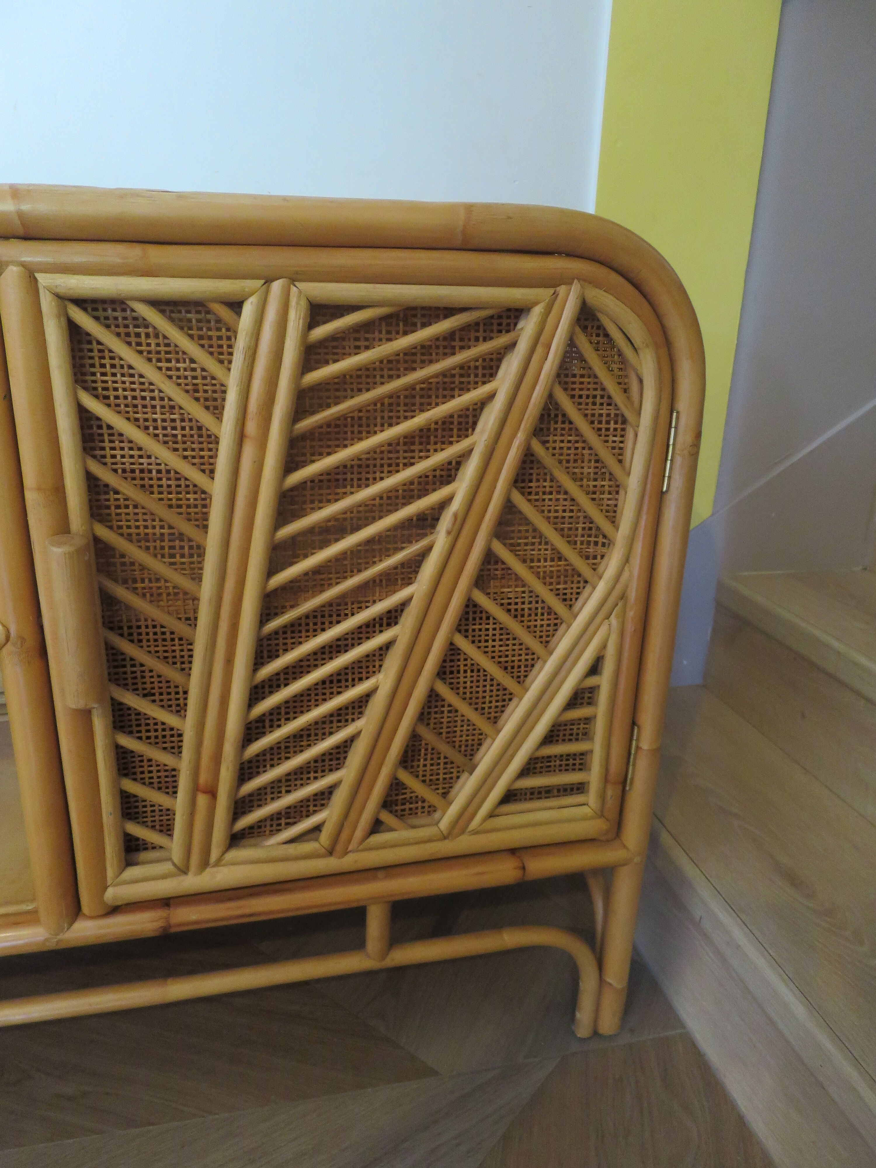 Buffet bas 2 portes -rotin tressé-bambou -cannage