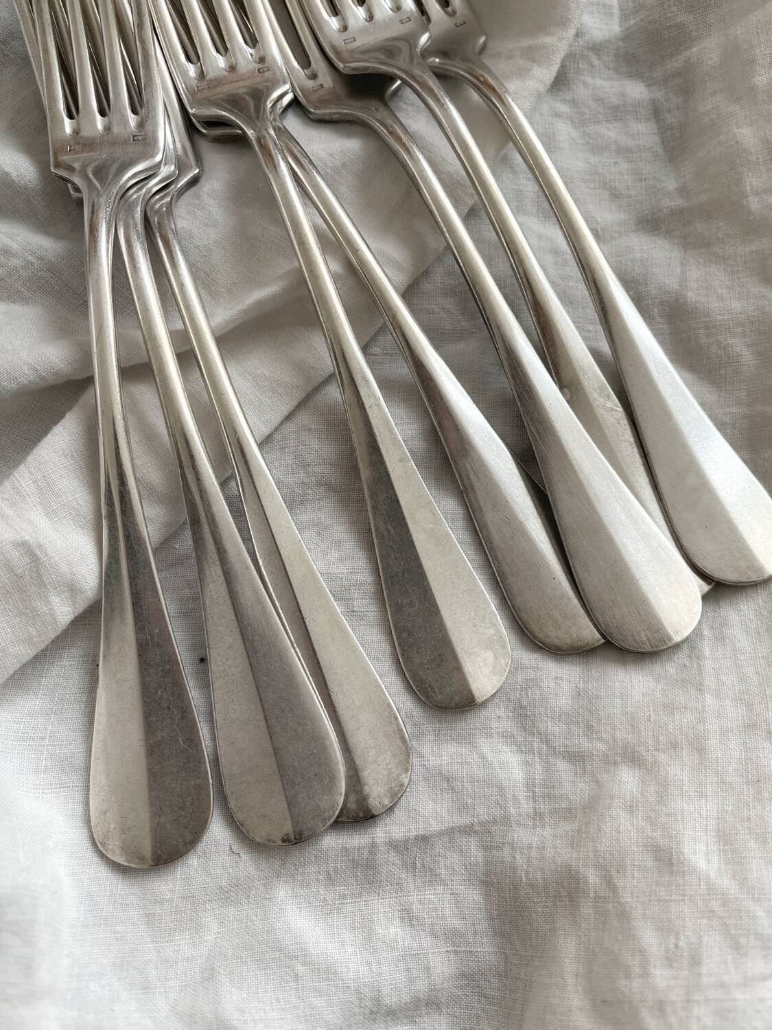8 old silver-plated table forks