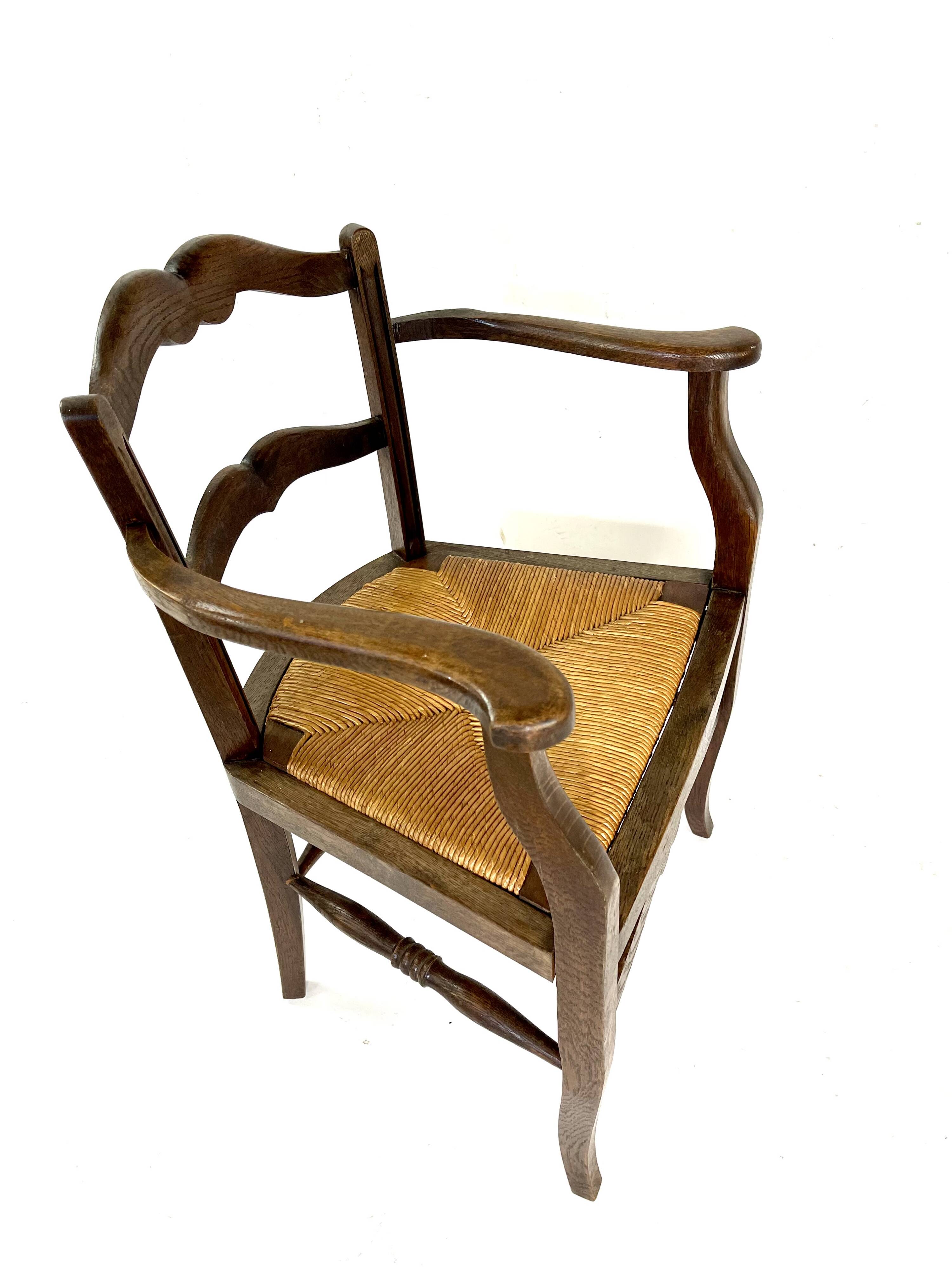 19th century rustic Provencal armchair with straw seat