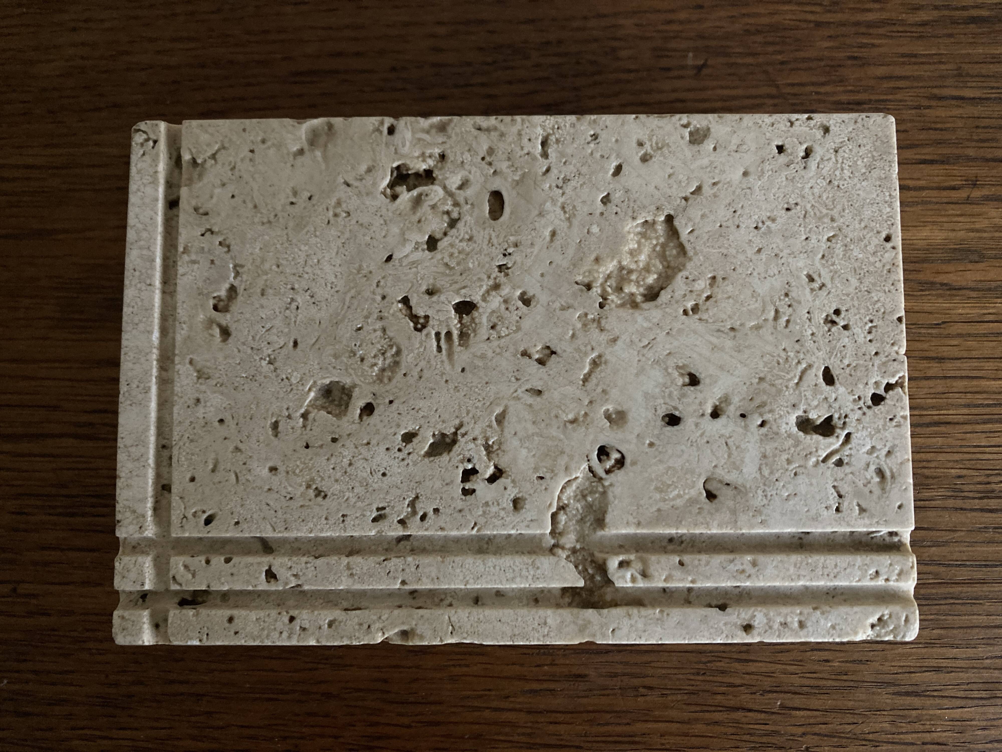 Travertine trinket box, Cerri Nestore, Italian work, 1970