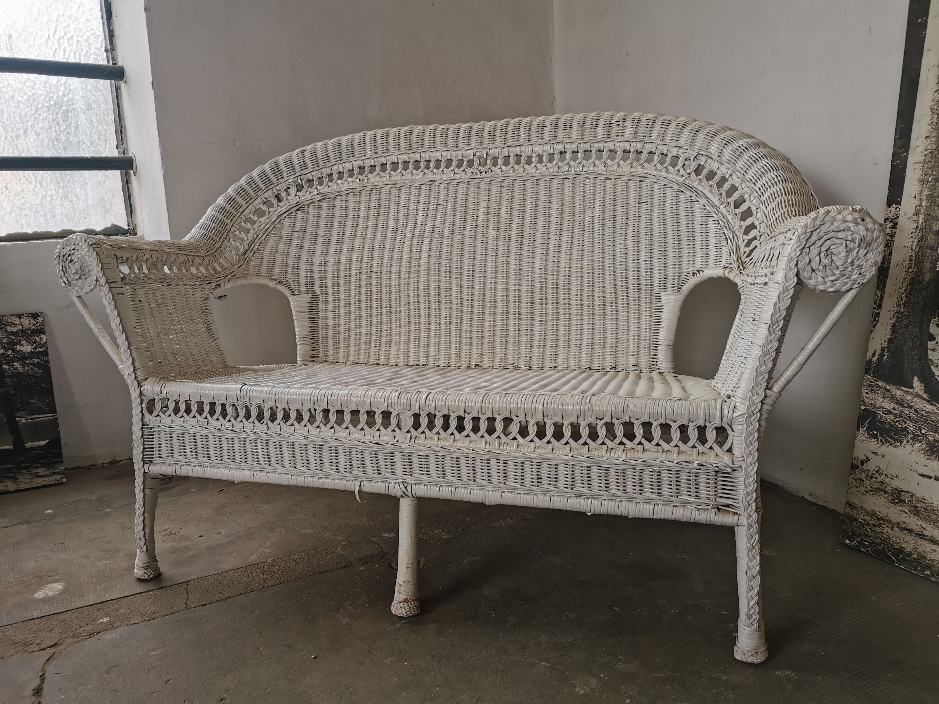 Wicker bench, rattan