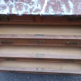 Oak and marble chest of drawers