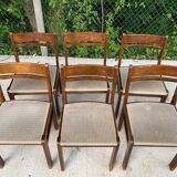 6 chaises Scandinaves Baumann bois massif et tissu beige