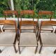 6 Scandinavian Baumann chairs in solid wood and beige fabric.