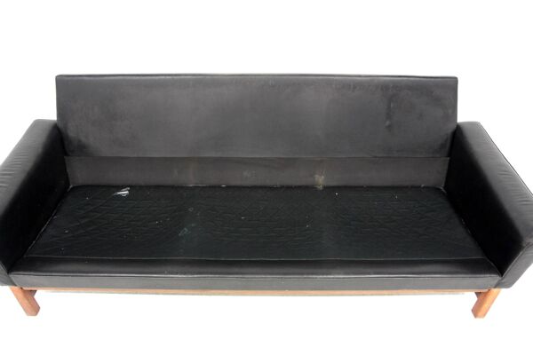 Canapé scandinave 3 places en cuir, Suède, 1960