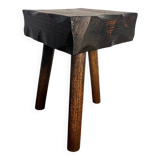 Tabouret bois Brutaliste tripode