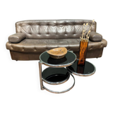 Vintage smoked glass and chrome side table