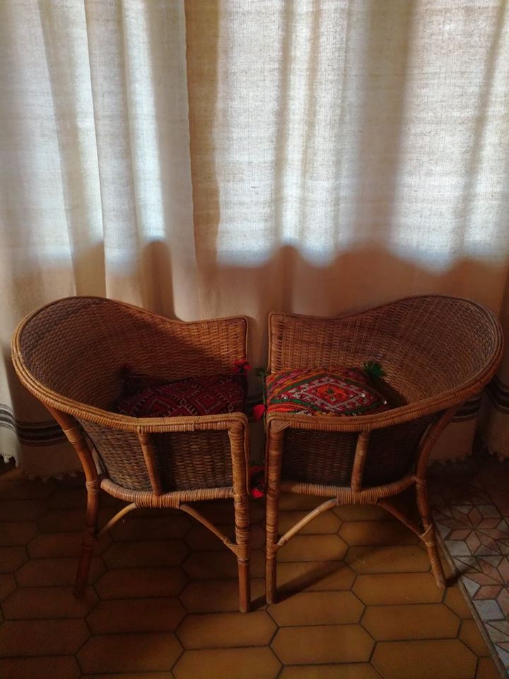 Pair of rattan armchairs
