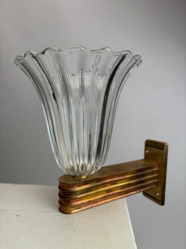 Murano Glass Wall Lamps attributed to Ercole Barovier, Italy, 1940s, Set of 2