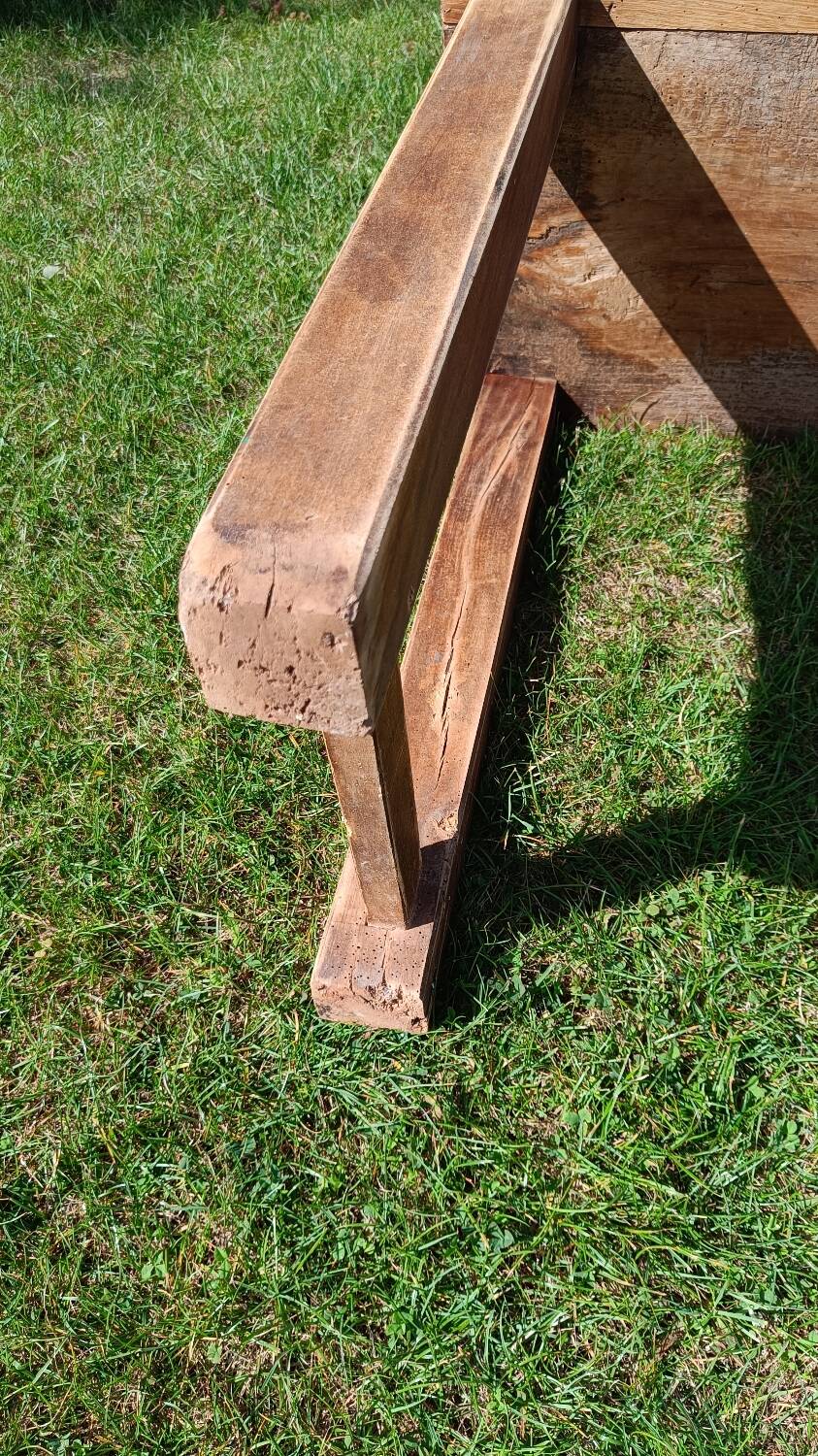 Small antique workbench in solid oak
