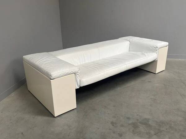 Canapé Brigadier Knoll en cuir blanc, années 1980