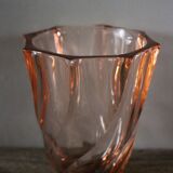Rosaline vase, pink octagonal vintage glass