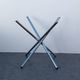 Designer smoked glass table, chrome Mikado base, vintage 1970