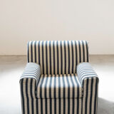Armchair, striped fabric with flowers, 80s/90s