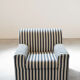 Armchair, striped fabric with flowers, 80s/90s