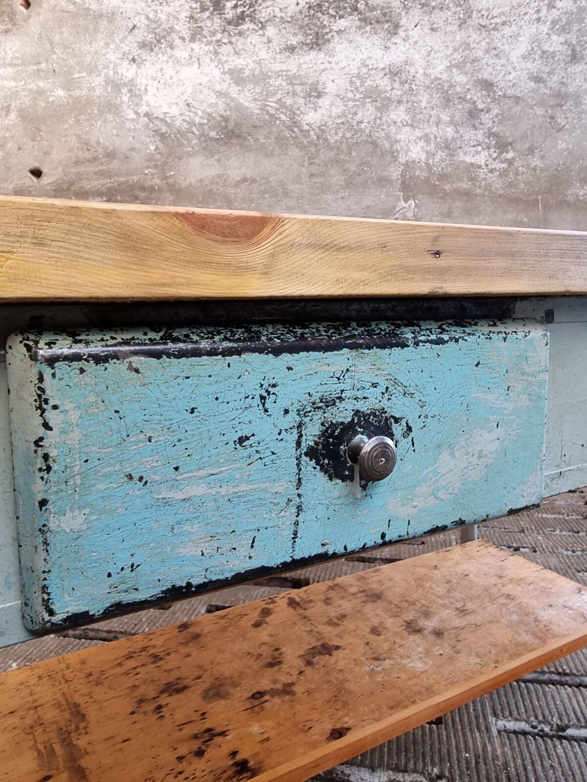 Industrial workbench side table bathroom furniture with drawers