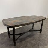Wrought iron coffee table with slate top