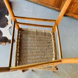 Pair of Italian chairs wood and rope