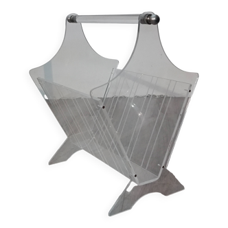 Vintage plexiglass magazine rack France 1980s