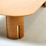 Very large coffee table maple brass Giovanni Offredi Saporiti 1980