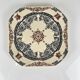Square plate / Longchamp dish model "Diane", polychrome earthenware, late 19th century.