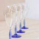 4 flutes à champagne - pied bleu