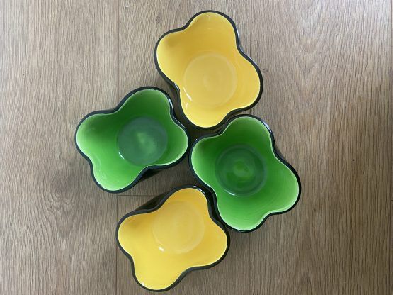 Set of 4 ceramic bowls or empty pockets from the Kéramos workshop in Sèvres, 1950