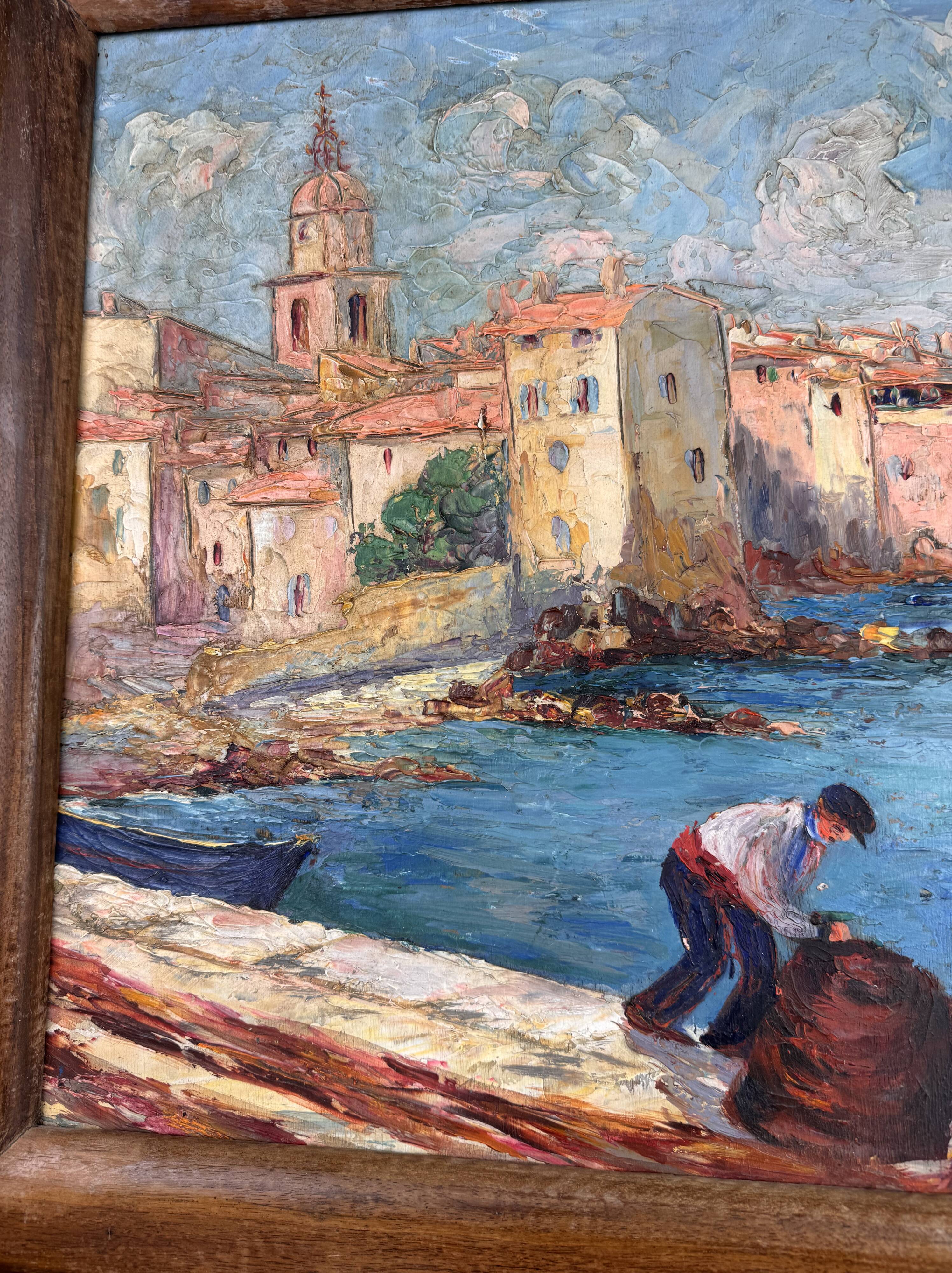 Saint Tropez Oil On Panel Signed By Zicca XX Eme