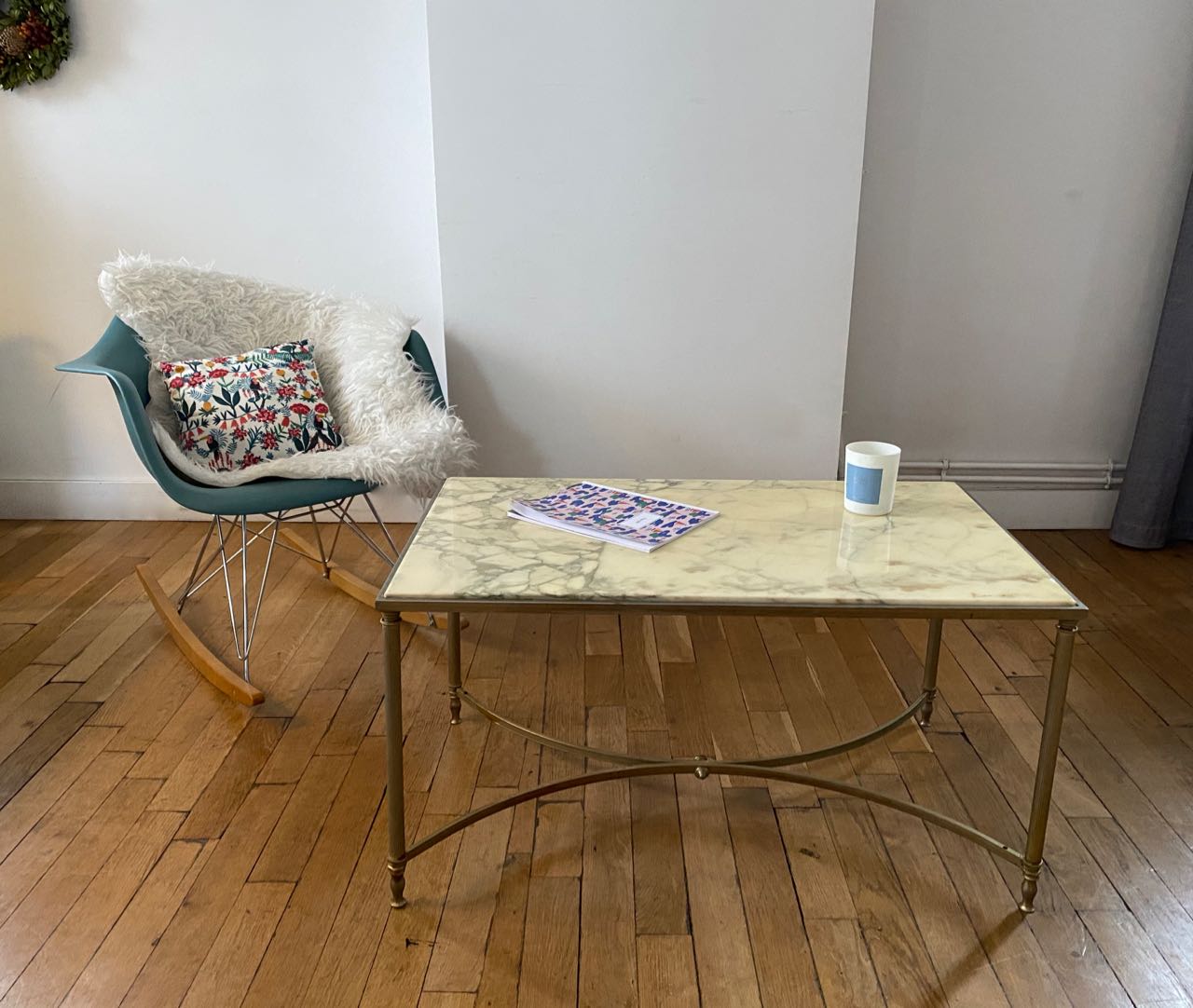 Marble and brass coffee table