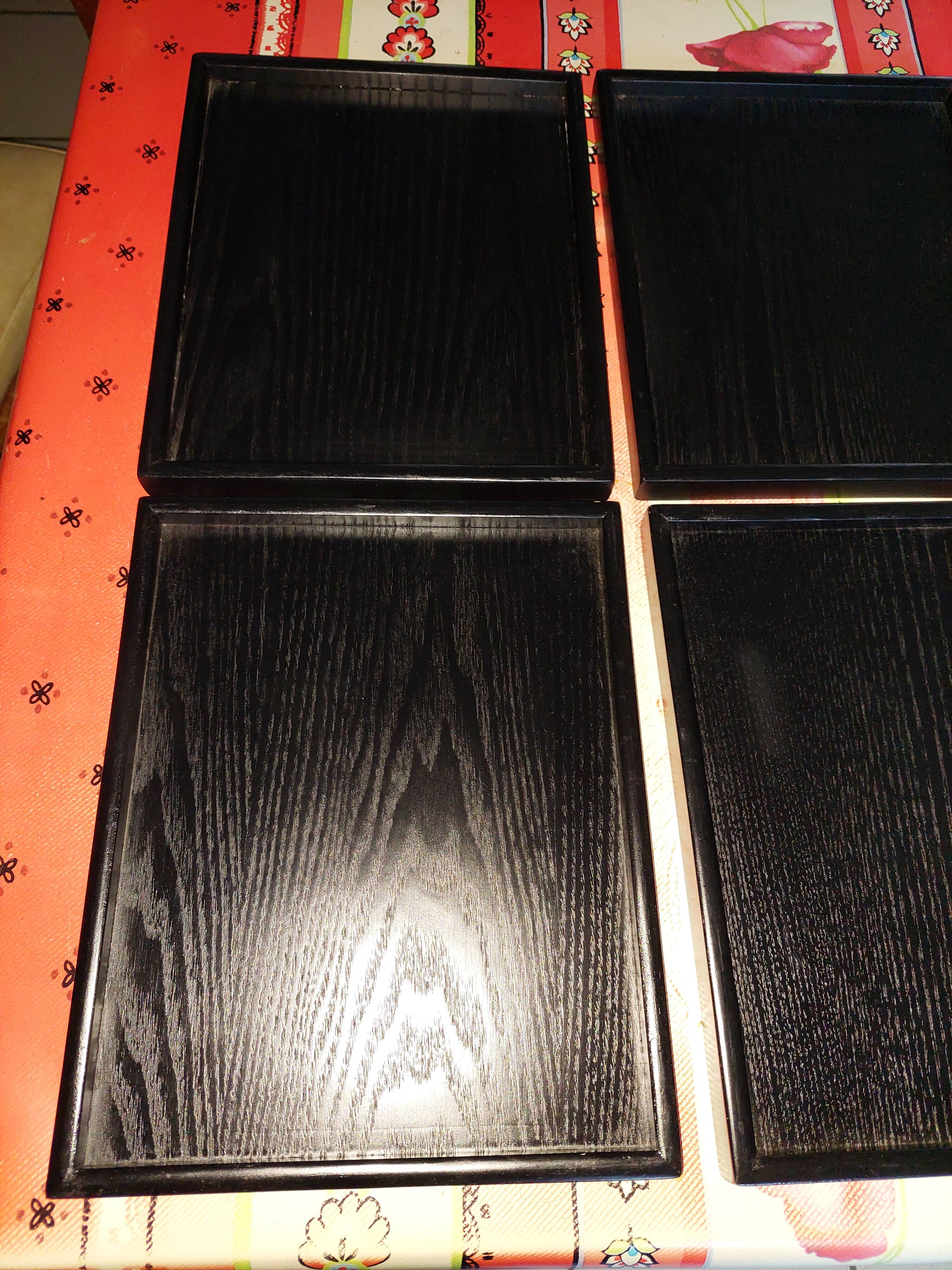 Set of 5 rectangular wooden serving trays