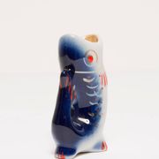 Set of 7 blue glass fish, mid-20th century.