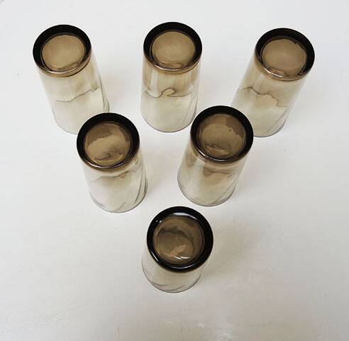 6 anciens verres longs fumé années 70