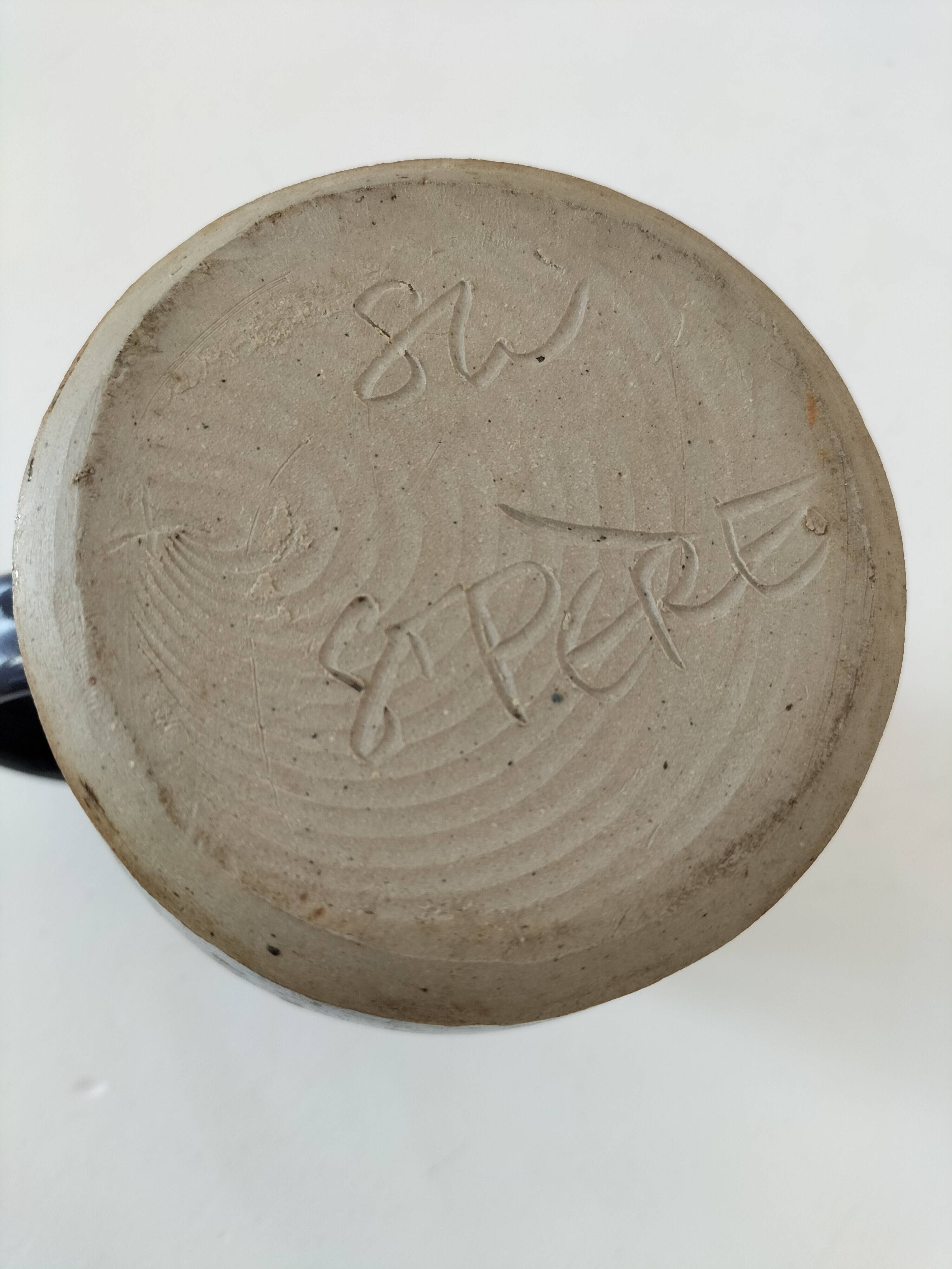 Stoneware pitcher Saint-Père, deep blue nuanced glaze