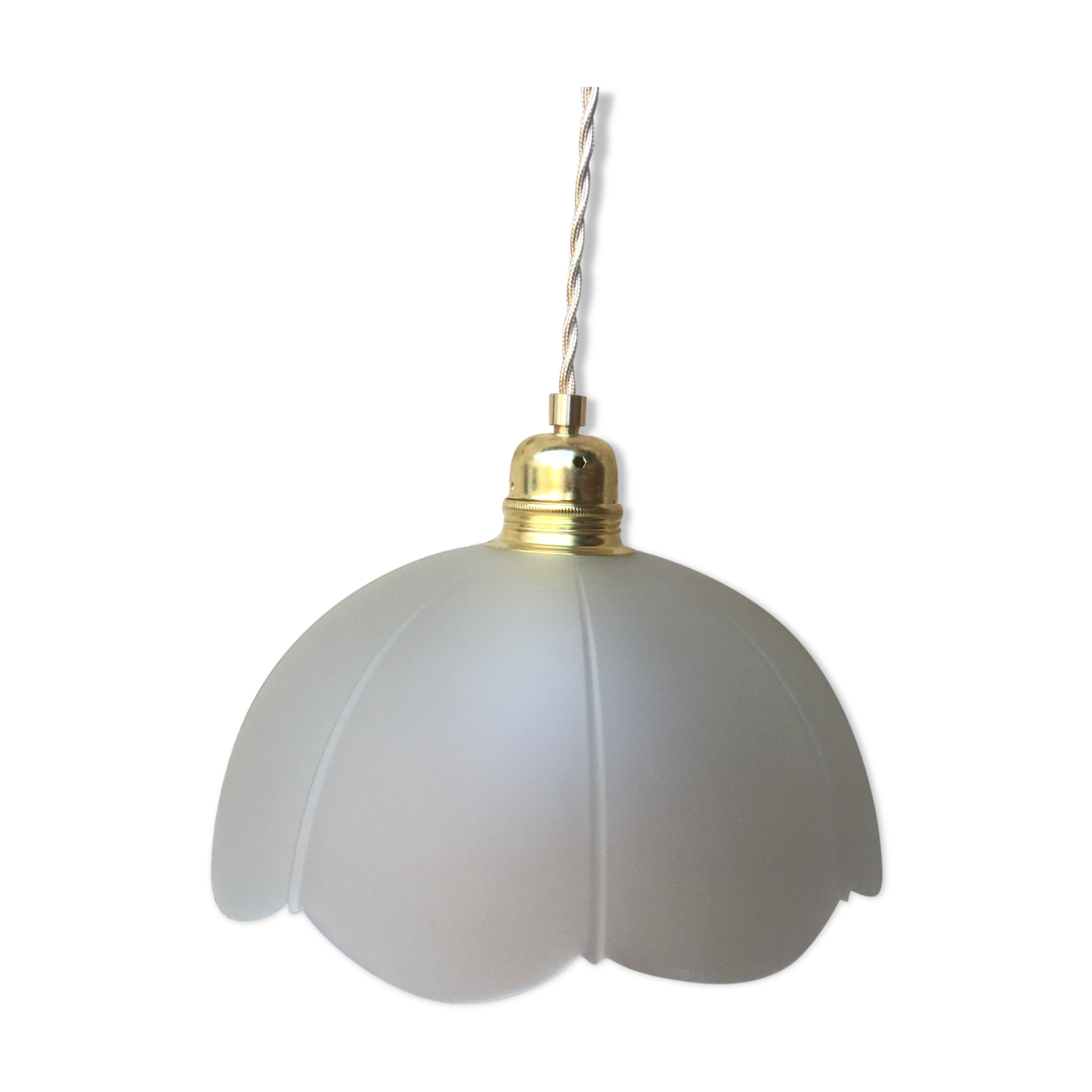 Vintage flower pendant lamp in frosted glass