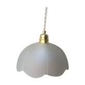 Vintage flower pendant lamp in frosted glass