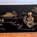 Vintage Retro 1950s/1960s Glass Top Coffee Table With Black Dansette Legs